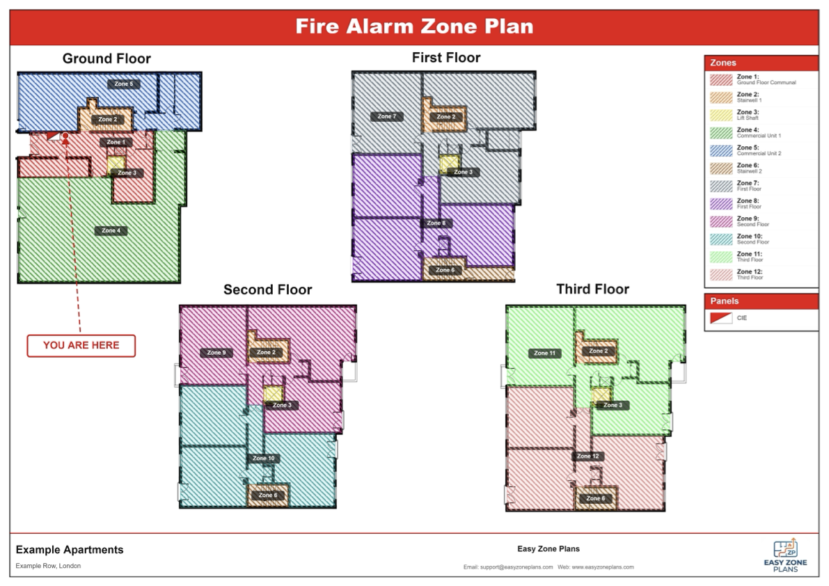 Full exported fire alarm zone plan example